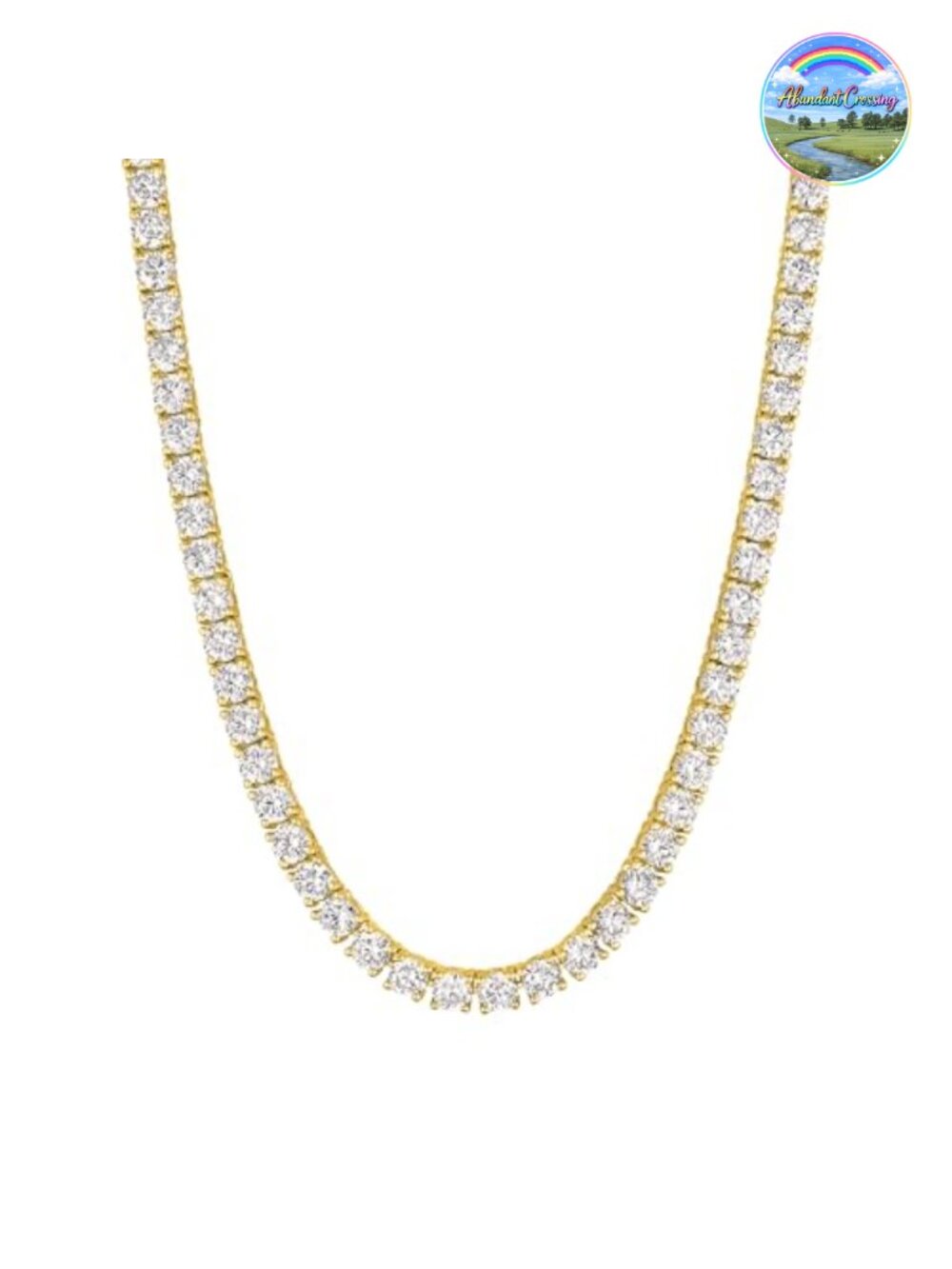 14k White & Yellow Gold Plated Tennis Choker Necklace CZ Cubic Zirconia Women